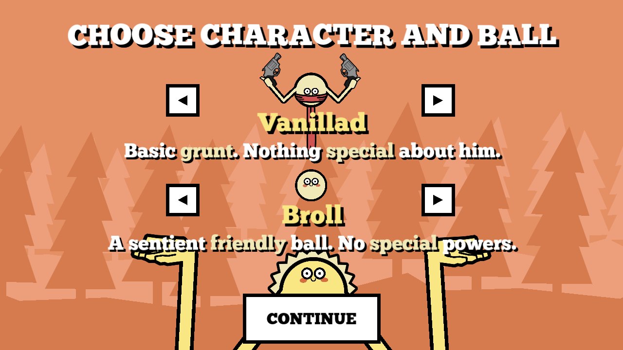 Carbineball: choosing a character and a ball