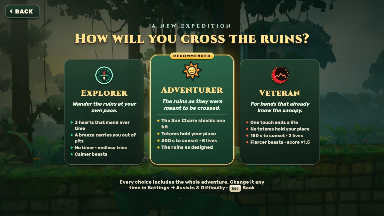 Mara Vey and the Lost Sunstones: choosing a difficulty