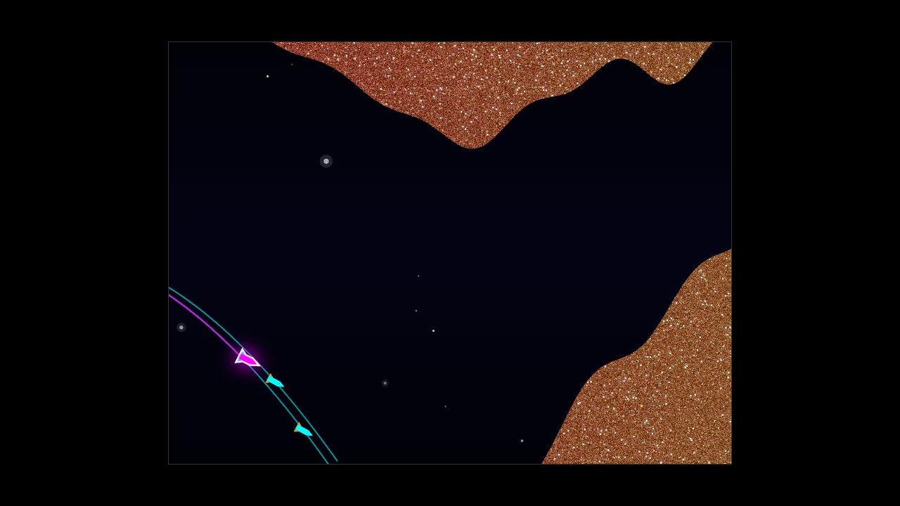 Missile Stream: your missile in pink, earlier attempts in blue