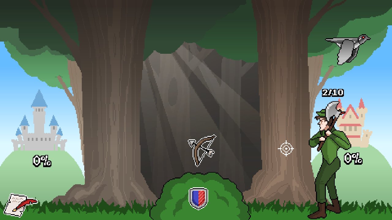 Troll the King: chopping wood for paper while a robot pigeon flies past